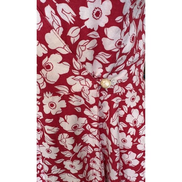Laura Ashley Red Floral Halter Dress Vtg Sz 8 Cottage Core Garden Tea Party - Picture 9 of 16